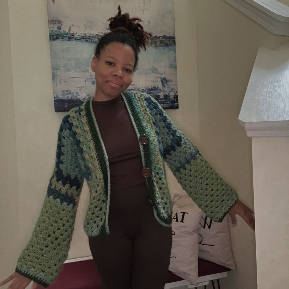 Earthly Greens Crochet Cardigan